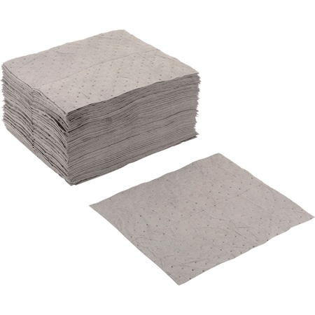Global Industrial Sorbent Pad, Universal, 15 in x 18 in, Gray, Polypropylene, 100 PK B2305917